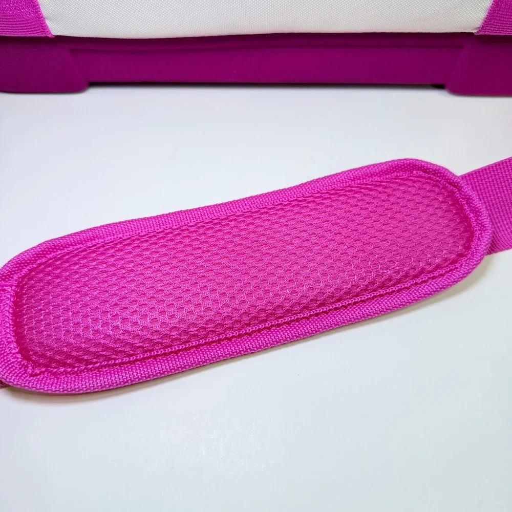 Pink and White Insulated Soft Cooler Bag with Cup Holders and Shoulder Strap
